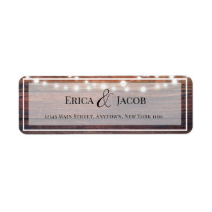 Rustic Wood String Lights Return Address Label