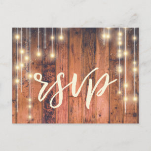 Rustic Wood String Lights   RSVP Postcard