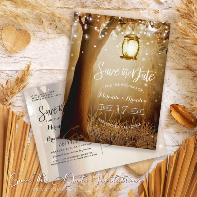 Rustic Wood String Lights Save the Date Card (Creator Uploaded)