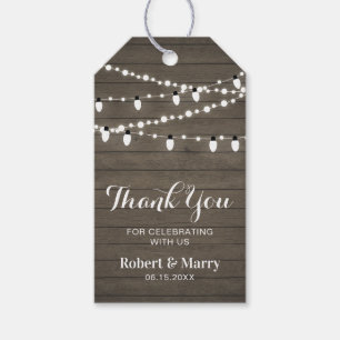 Rustic Wood & String Lights Thank you Favour tag