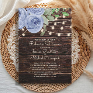 Rustic Wood String Lights Wedding Rehearsal Invitation