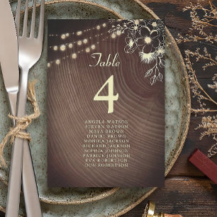 Rustic Wood String Lights Wedding Seating Chart