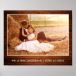 Rustic Wood Style Wedding Photo Poster<br><div class="desc">Rustic Country Wood Print,  Wedding Photo Personalized Poster</div>