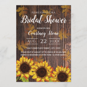 Rustic Wood & Sunflower   Bridal Shower Invitation