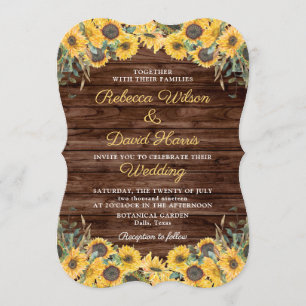 Rustic Wood Sunflower Country Barn Wedding Invitation