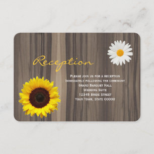 Rustic Wood Sunflower & Daisy Reception Info Card