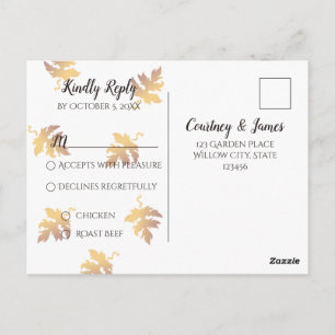 Rustic wood & Sunflower Fall Wedding RSVP Postcard