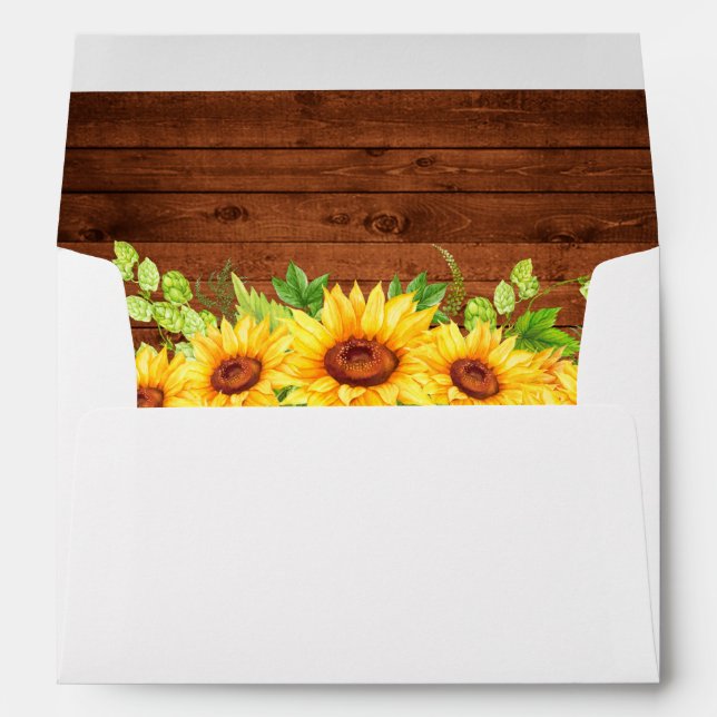 Rustic Wood Sunflower Floral Invitation Envelope (Back (Bottom))