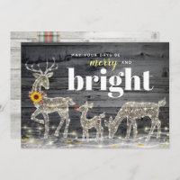 Rustic Wood Sunflower Reindeer Christmas Cards