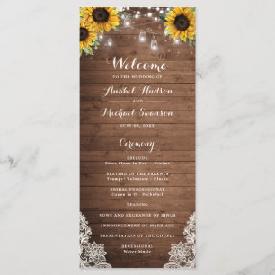 Rustic Wood Sunflower String Lights Lace Mason Jar Program