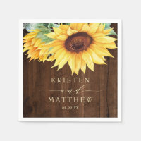 Rustic Wood Sunflower Watercolor Wedding