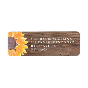 Rustic Wood Sunflower Wedding Return Address Label