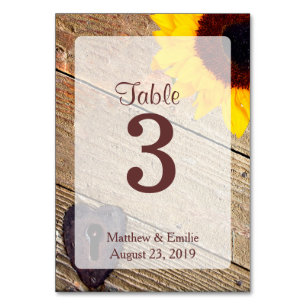 Rustic Wood Sunflower Wedding Table Numbers