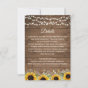 Rustic Wood Sunflowers Baby's Breath Wedding Invitation