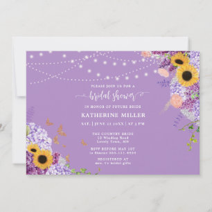 Rustic Wood Sunflowers Floral Wreath Bridal Shower Invitation