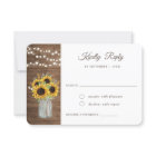 Rustic Wood Sunflowers Mason Jar Wedding RSVP