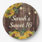 Rustic Wood Sunflowers String Lights Sweet 16