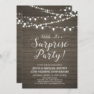 Rustic Wood Surprise Wedding Anniversary Party Invitation