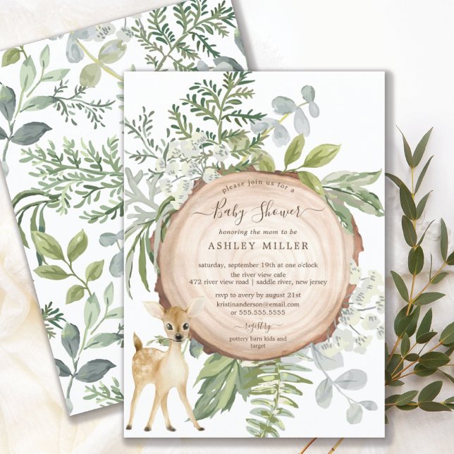Rustic Wood Sweet Deer Baby Shower Invitation (Creator Uploaded)