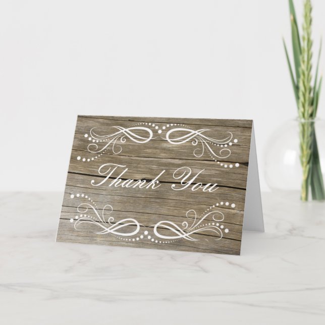 Rustic Wood Swirl Floral Vintage Thank You (Front)