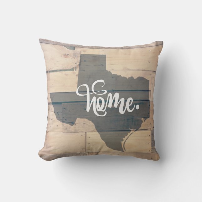 Rustic Wood Texas Home State Outdoor Throw Pillow (Front)