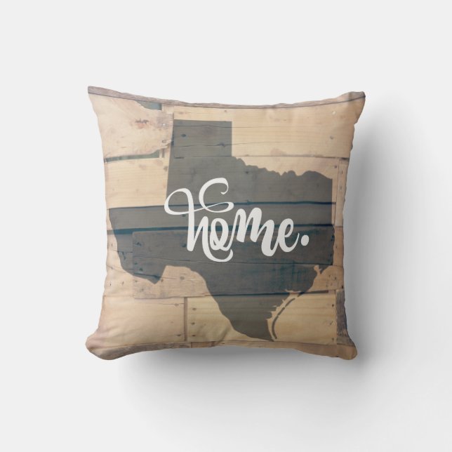 Rustic Wood Texas Home State Throw Pillow (Front)