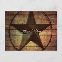 rustic wood texas star western wedding thank you