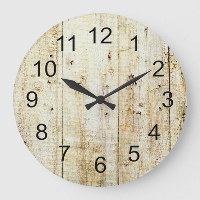 Rustic Wood Texture Large Clock (Front)