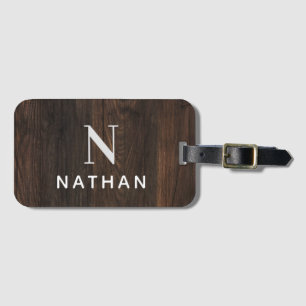 Rustic Wood Texture  Personalised Wedding Monogram Luggage Tag