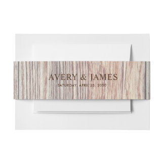Rustic Wood Texture Wedding Invitation Belly Band
