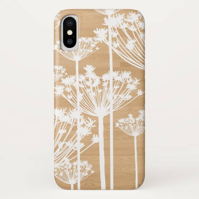 Rustic Wood Texture with White Dandelions Case-Mate iPhone Case (Back)