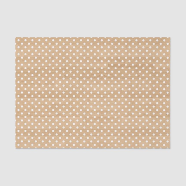 Rustic Wood Texture with White Polka Dots Pattern Tissue Paper (Front)