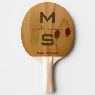 rustic wood texture / wooden grains with name ping pong paddle