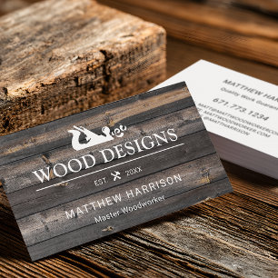 Rustic Wood Texture Woodworking Business Card