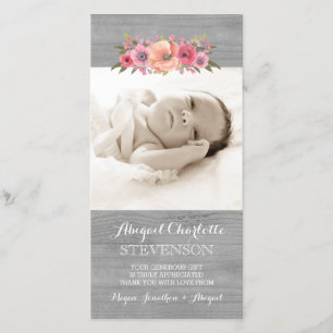 Rustic Wood Thank You Baby Shower Photo Cards