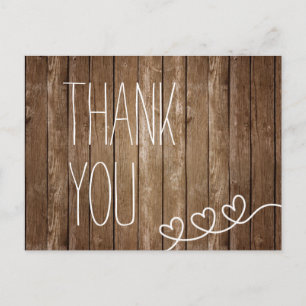 Rustic Wood Thank You Post Card