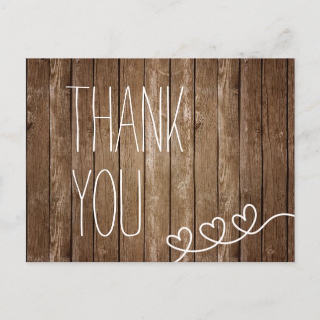 Rustic Wood Thank You Post Card (Front)