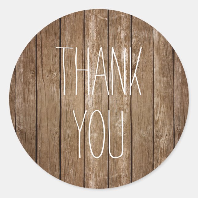 Rustic Wood Thank You Sticker (Front)