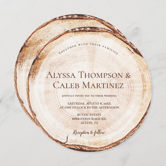 Rustic Wood Theme Custom Bride groom Full name Invitation (Front/Back)