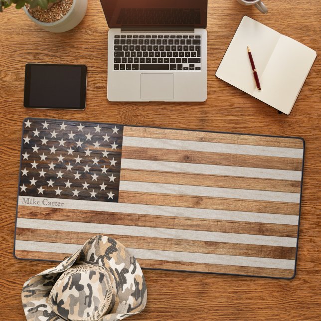 Rustic Wood Tone American Flag Desk Mat (Creator Uploaded)