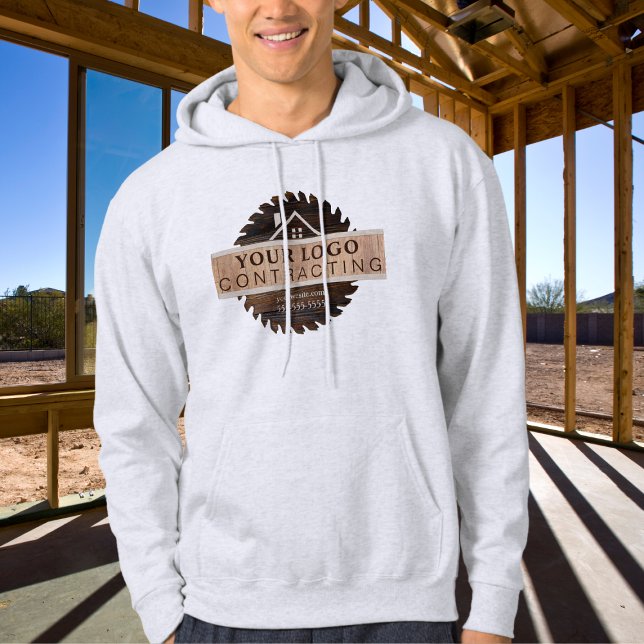 Rustic Wood Tone Contractor Logo Pull Over Hoodie (Creator Uploaded)