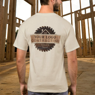 Rustic Wood Tone Contractor Logo T-Shirt