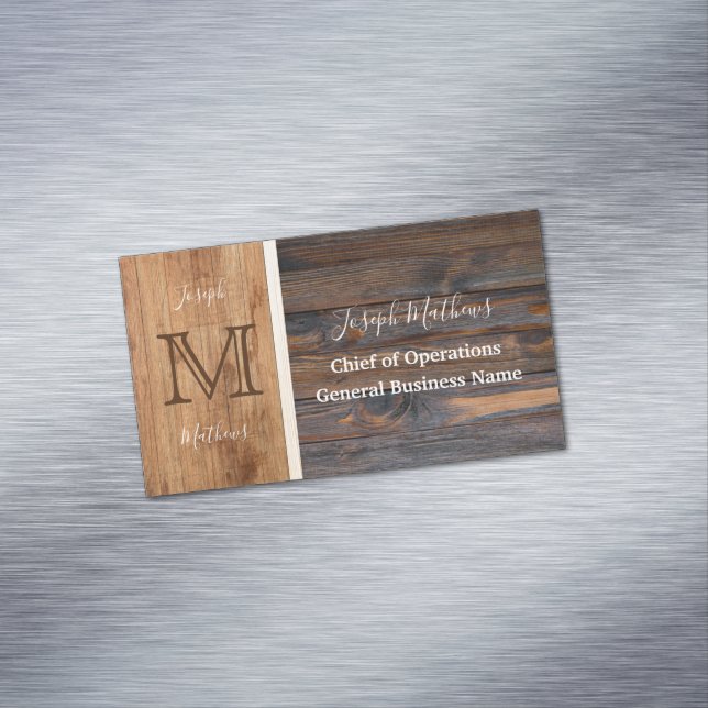 Rustic Wood Tone Magnetic Business Card (In Situ)