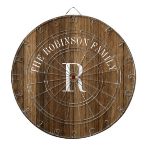 Rustic Wood Tone Monogram  Dartboard