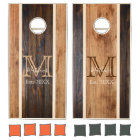 Rustic Wood Tone Monogram Stripe Design
