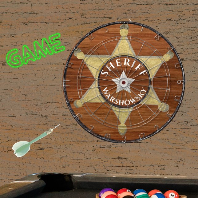 Rustic Wood tone Sheriff Badge Star, Browns Wood D Dartboard (Creator Uploaded)