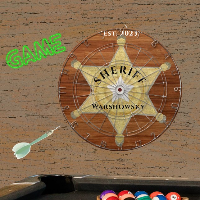 Rustic Wood tone Sheriff Badge Star, Browns Wood Dartboard (Creator Uploaded)