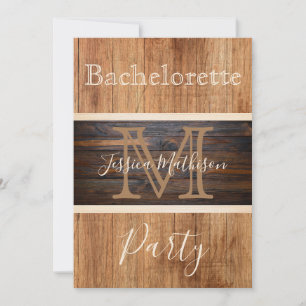 Rustic Wood Tone Stripe Bachelorette Party Invitation