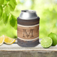 Rustic Wood Tone Stripe Monogram
