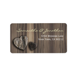 Rustic Wood Tree Bark Heart Label